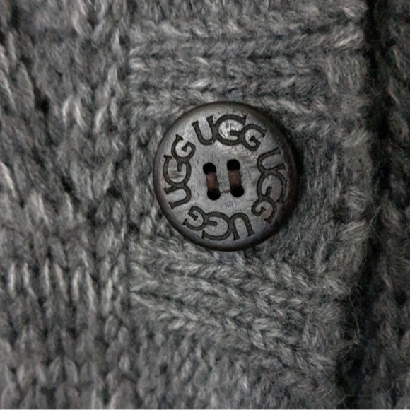 UGG Margie Shawl Collar Chunky Cable Knit Gray Cardigan Sweater sz S - Picture 2 of 7